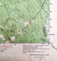 Map Wytopitlock Maine 1941 Topographic Geo Survey 1:62500 Antique 21 x 17&quot; TOPO1 - £29.85 GBP