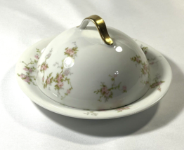 Vintage Theodore Haviland Limoges Pink Floral Covered Butter Dish With Strainer - £59.31 GBP