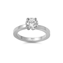 Solitaire Round Cut CZ Stainless Steel Engagement Ring Band 7mm 2ct - £15.95 GBP