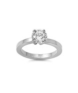 Solitaire Round Cut CZ Stainless Steel Engagement Ring Band 7mm 2ct - £15.71 GBP