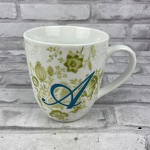 Pier 1 Imports Ava Initial Monogram A Embossed White Blue Floral Coffee ... - £10.50 GBP