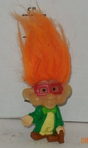 Vintage My Lucky Russ Berrie Troll 4&quot; PVC Figure Orange Hair Green Jacket - £11.37 GBP