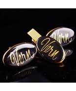 Personalized VERN cufflinks / black gold tie clip set / Monogrammed gift... - £131.89 GBP