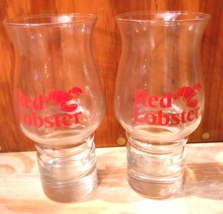 Vintage Red Lobster Hurricane Drinking Glasses Red Logo Pair of 2 - £12.55 GBP