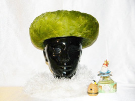 1960&#39;s Gene Doris Emerald Green Feather Designer Hat Size 7 with Origina... - £35.96 GBP