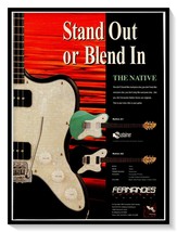 Fernandes Native Series Guitars Print Ad Vintage 1997 Magazine Advertise... - $9.70