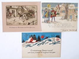 3 vintage Christmas cards 1930 Old English crafts antique coach minstral... - £10.95 GBP