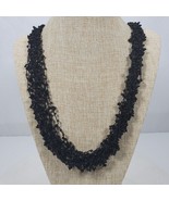 Vintage Statement Necklace 29 Inch Black Seed Beads Multi Strand - $552.14 MXN