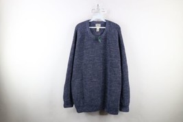 Deadstock Vintage 90s LL Bean Mens 2XLT Chunky Cotton Ribbed Knit Sweater Blue - $98.95