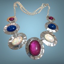 necklace silver tone multi colors 25” Long - $16.62