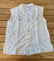 Bishop + Young NWT Women’s Button Front Sleeveless Blouse Size L Ivory EA - £9.96 GBP