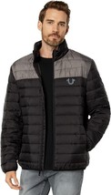 True Religion Men&#39;s Light Puffer Jacket, Jet Black/Granite Grey, XX-Large - £71.12 GBP