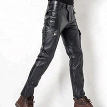 Men&#39;s Genuine Leather Pants Black Real Soft Lambskin Biker Leather Pant ... - £130.11 GBP+