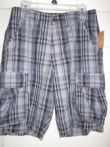 Sonoma Life + Style Cargo Plaid Men’ Shorts Blue 32  MSRP $48.00 - £12.12 GBP
