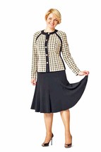 SKIRT SET CAREER PARTY MADE IN EUROPE ELEGANT PLUS SIZE BLACK MIDI A-LIN... - $298.00