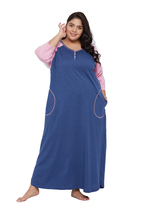 Solid Navy Blue Poly Cotton Melange Dress for Women - £19.57 GBP