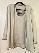 NWT $160 A.S.E. COLLECTION Dressy Silver 2pc Jacket Shell Set 12 Cardigan Tank - £23.20 GBP