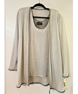 NWT $160 A.S.E. COLLECTION Dressy Silver 2pc Jacket Shell Set 12 Cardiga... - £23.67 GBP