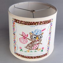 Charming Vintage Embroidered Owl Quilt Square Fabric on New Lamp Shade - £14.94 GBP