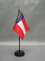 State of Georgia Mini 4&quot;x6&quot; Desk Stick Flag, With Black Plastic Stand - £6.72 GBP+