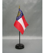 State of Georgia Mini 4&quot;x6&quot; Desk Stick Flag, With Black Plastic Stand - £7.04 GBP+