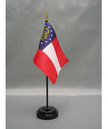 State of Georgia Mini 4&quot;x6&quot; Desk Stick Flag, With Black Plastic Stand - $8.99+