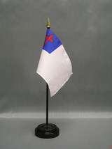 Christian 4&quot;x6&quot; Desk Stick Flag, With Black Plastic Stand - £7.18 GBP