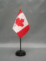 Canada Canadian Mini 4&quot;x6&quot; Desk Stick Flag, With Black Plastic Stand - $8.99+