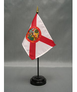 State of Florida Mini 4&quot;x6&quot; Desk Stick Flag, With Black Plastic Stand - £7.04 GBP+