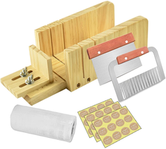 Adjustable Wood Soap Mold Loaf Cutter Set With Stainless Steel Wavy NEW - £24.34 GBP