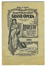 Aida Libretto Metropolitan Opera House Grand Opera Fred Rullman  - £9.69 GBP