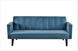 Convertible Full Out Futon Sofa Compact Channel Stitch Velvet Sleeper Couch Bed - £390.12 GBP