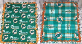 Miami Dolphins Fleece Baby Blanket Pet Lap Orange Teal Green 30&quot; x 24&quot; N... - £34.34 GBP