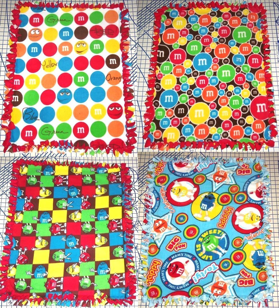 Primary image for M&M's M&M Candy Fleece Baby Blanket Pet Lap Hand Tied 30" x 24" Girls Boys New