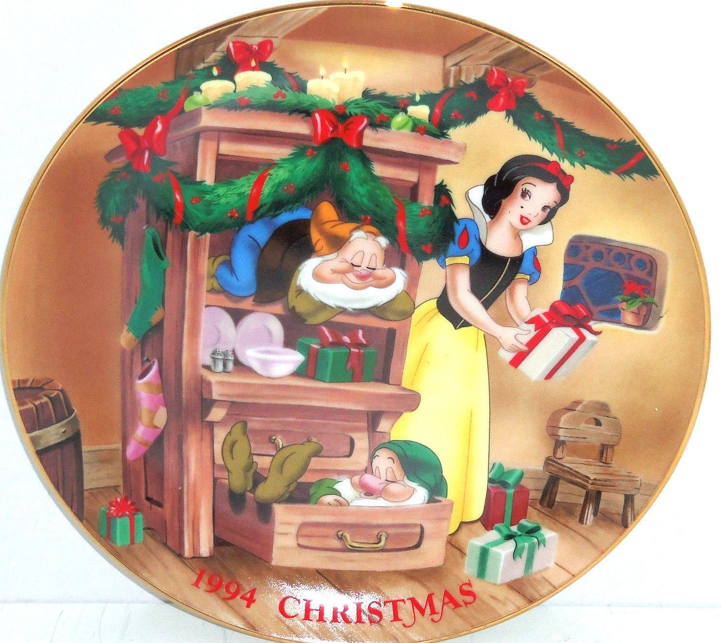 Primary image for Disney Snow White Seven Dwarfs Collector Plate 1994 Christmas Dreams Vintage LE