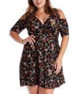 Black Cutout Sleeve Mock Wrap Dress Plus Size - $1,294.11 MXN