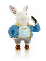 Rabbit with Cellphone Trinket Box Handmade by Keren Kopal With Austrian Crystals - £64.22 GBP