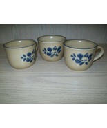 Coffee Cups Qty 3 Folk Art Pattern Pfaltzgraff 1980-1997 Discontinue - £7.95 GBP