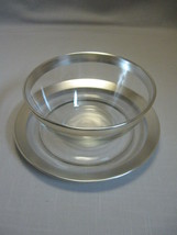 Nappy &amp; Saucer Glass &amp; Silver Rim Dorothy Thorpe Arcoroc France Discontinue 1950 - £17.28 GBP
