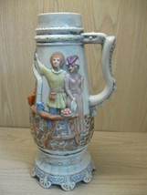 Stein Tankard Vase Hand Painted Medieval Renaissance Upraise People Desi... - £19.94 GBP