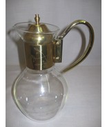 Carafe Jug Pitcher Glass With Gold Tone Mount Etch Flowers &amp; Leaf Design... - £17.26 GBP