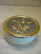 Trinket Powder Candy Box Made In Japan 24K Gold Trim Himark Chokin  - $12.95