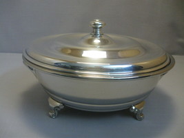 Silver Plate Casserole Pot Dish With Handles  3 Foot Empress Silver Ware NYS Co  - £15.58 GBP