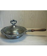 Silver Plate Casserole Dish With Lid &amp; Wooden Handle Heavy  - £17.22 GBP
