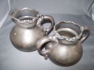 Silver Plate Sugar & Cream Set Middle Town Plate Co Silver Plate 670  1864-1899 - £15.69 GBP