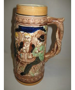 Mug Stein Tanker 3 Men Drinking Outside Of Bar Japan 10 1/4&quot; Tall - $19.95