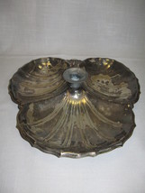 Silver Plate Shell Design Serving Dish Plate Tray  3 Part  Candle Stick ... - £10.18 GBP