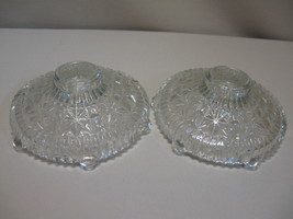 Glass Candle Stick Holders Qty 2 Stars &amp; Bars Anchor Hocking 1924-1965 - $9.95