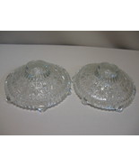 Glass Candle Stick Holders Qty 2 Stars &amp; Bars Anchor Hocking 1924-1965 - £7.81 GBP