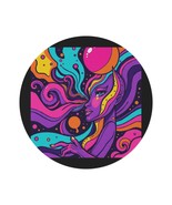 Round Rug - Cosmic Woman of the Night Psychedelic Design - $113.30